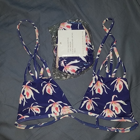 Acacia blue island orchid santorini maui bikini M - Picture 4 of 7